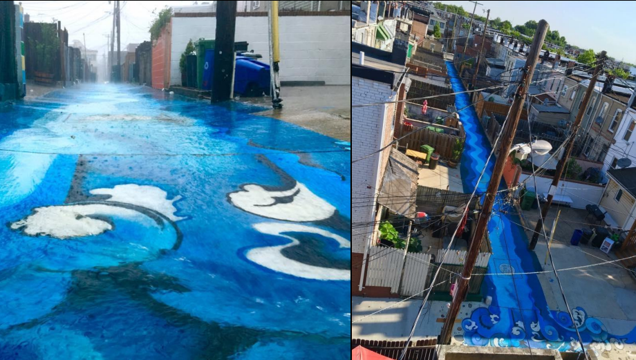 <p>community engagement through biophilic art</p><p>Led by resident Robbyn Lewis and her neighbors after making serval improvements to their neighborhood like recycling bins and planting hundreds of trees along the street. The alley was the last space and decided to paint the alley togther with neighbors and to create an educational painting on stormwater</p><p><span>using art to educate residents that storm drains lead directly to local waterways. These projects, often featuring sea creatures, aimed to prevent illegal dumping and trash from entering the Chesapeake Bay</span>.</p>