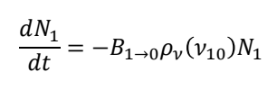 <p>for stimulated emission from E<sub>1</sub> to E<sub>0</sub>, what are all the terms?</p>