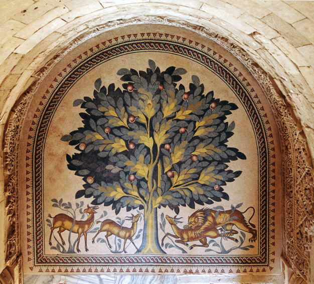 <p>Floor Mosaics at Khirbet al-Mafjar, made of colored stone tesserae, ca. 740. As I said, well-known for these details.</p>