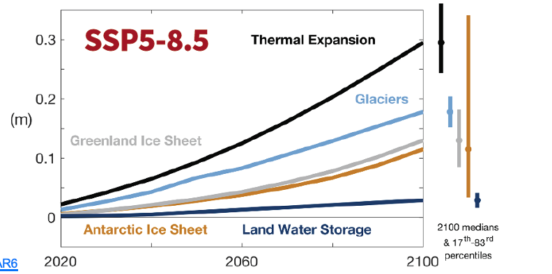 <p>Contributions to projected sea level rise:</p>