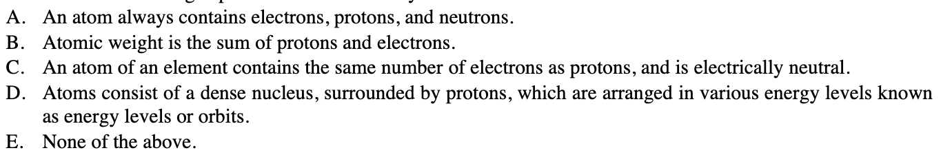 <p><span>Which of the following is part of the atomic theory?</span></p>