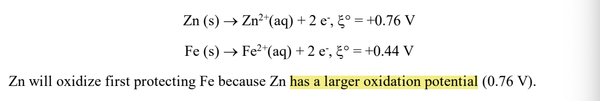 <p>IT NEEDS A LARGER OXIDATION POTIENTIAL!! (opposite of reduction potential)</p>
