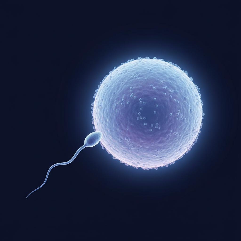 <p>The process in which a male sperm cell and a female egg cell join.</p>