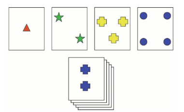 <ul><li><p>Cards w/symbols varying in shape, color and number</p></li><li><p>Subjects must sort the cards according to rules</p></li><li><p>Rules change; <strong>set shifting</strong> is required to perform</p></li><li><p>Set shifting is impaired in certain disorders (neurodegenerative disease, depression, SZ + ADHD)</p></li></ul><div data-type="horizontalRule"><hr></div><ul><li><p>task - sort cards according to rules that will be changed throughout game (shape, colour, number)</p></li><li><p>this is impaired in disorders</p></li></ul><p></p>