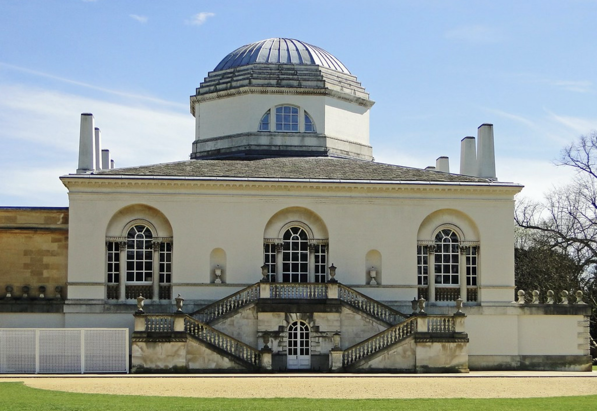 <ul><li><p>Built by Richard Boyle (Lord Burlington)</p></li><li><p><span style="background-color: transparent;">Wealthy enough to take three Grand Tours</span></p></li><li><p><span style="background-color: transparent;">Had books of Vitruvis, Palladio, and Alberti</span></p></li><li><p><span style="background-color: transparent;">Studied Palladio and compared Palladios books through viewing Palladios buildings</span></p></li><li><p><span style="background-color: transparent;">Gentleman amateur</span></p></li></ul><ul><li><p><span style="background-color: transparent;">Very similar to Palladio's work — temple front, cubic features, A-B-A format</span></p></li><li><p><span style="background-color: transparent;">Resembles </span>Andrea Palladio’s, Villa Rotonda</p><ul><li><p>Vicenza, Italy, 1566-1571</p></li></ul></li><li><p><span style="background-color: transparent;">England sees this kind of architecture by relating to their politics</span></p></li><li><p><span style="background-color: transparent;">Appendage of a larger house, party house</span></p></li><li><p><span style="background-color: transparent;">Central plan shaped by geometry</span></p></li><li><p><span style="background-color: transparent;">The back of the building is simpler than the front, with Palladian windows</span></p></li><li><p><span style="background-color: transparent;"><strong>Gardens by William Kent, 1730s</strong></span></p></li><li><p><span style="background-color: transparent;">Triviums — controlled (like Baroque)</span></p></li><li><p><span style="background-color: transparent;">Wilderness area with windy roads — <u>picturesque</u> landscape design, celebrates the individual experience</span></p><ul><li><p><span style="background-color: transparent;">Garden Follies = playful discoveries (tourist stops)</span></p><ul><li><p><span style="background-color: transparent;">The Cascade (Waterfall)</span></p></li><li><p><span style="background-color: transparent;"><strong>Inigo Jones Gateway from Beauford House, Chelsea, 1621 moved to Chiswick 1738</strong></span></p></li><li><p><span style="background-color: transparent;">Obelisk and Ionic Temple (Italian Architecture)</span></p></li></ul></li><li><p><span style="background-color: transparent;">Like souvenirs and reminders of things in the past</span></p></li><li><p><span style="background-color: transparent;"><u>Allee</u> = straight path flanked with trees</span></p></li></ul></li></ul><p></p>