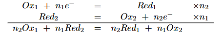 <p><em>l’oxydant du couple 1 réagit avec le réducteur du couple 2 et l’oxydant du couple 2 réagit avec le réducteur du couple 1</em></p>