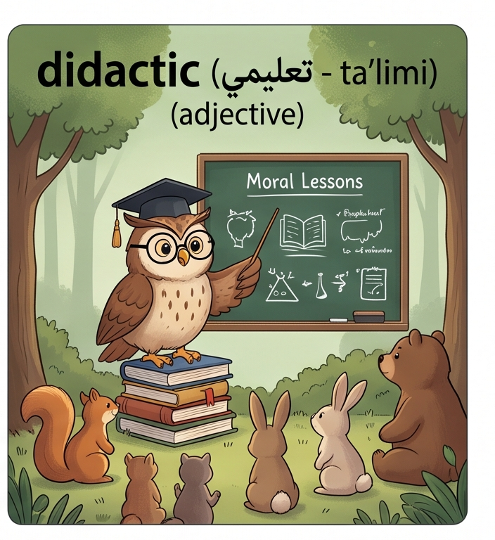 <p>in the manner of a teacher, particularly so as to appear patronizing.</p>