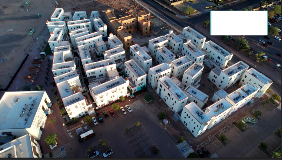 <p>the first entirely car-free neighborhood built from scratch in the United States, located in Arizona. It is a 17-acre, mixed-use community designed for walking, biking, and transit, featuring 1,000+ residents at completion, 21 local businesses, and no residential parking for cars</p><ul><li><p><span>The community is centered around walkability and public transport, offering residents free Valley Metro passes, discounted rideshare (Uber/Lyft), and on-site electric bike/scooter access.</span></p></li><li><p><span>Design: Inspired by European city design, it features dense housing (studios to 3-bedrooms) with Mediterranean-style architecture, 50 courtyards, and no asphalt, using shaded paseos to reduce temperatures.</span></p></li></ul><p></p>