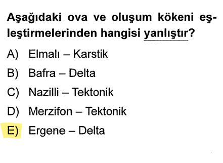 <p>Ergene Ovası bir <strong>tektonik</strong> ovadır (çöküntü alanıdır). Delta ovaları akarsuların denize döküldüğü yerde biriktirme yapmasıyla oluşur (Bafra, Çarşamba gibi). Ergene denize kıyısı olan bir delta değil, iç kısımdaki bir havzadır.</p>