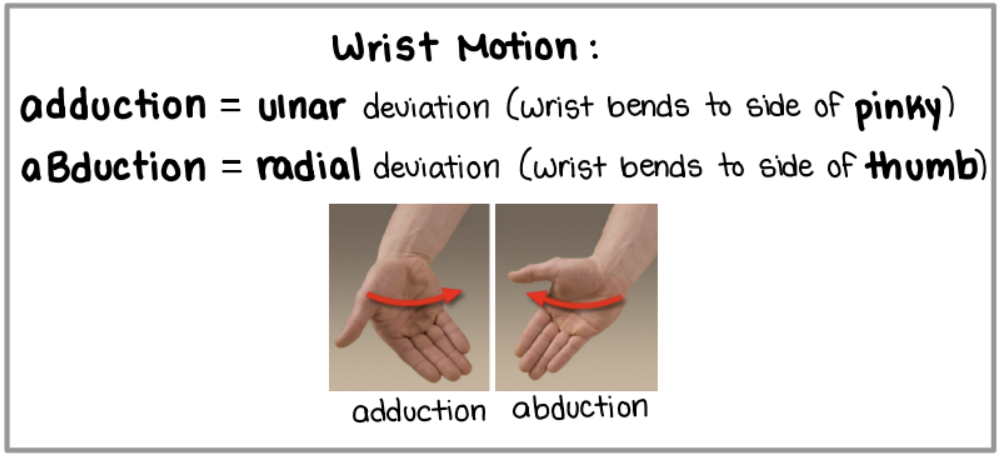 <p>monitor radiocarpal joints!</p><p>abduction sd = pt prefers deviation to thumb</p><ul><li><p>physician moves pt wrist into adduction (to pinky)</p></li><li><p>pt tries to move wrist into abduction (to thumb)</p></li><li><p>bring into new barrier by moving wrist more towards pinky</p></li></ul><p></p><p>adduction sd = pt prefers deviation to pinky</p><ul><li><p>same set up as above just opposite movements</p></li></ul><p></p><p>extension sd</p><ul><li><p>physician oves pt wrist into flexion</p></li><li><p>pt tries to move wrist into extension</p></li><li><p>bring into barrier by moving wrist further into flexion</p></li></ul><p></p><p>flexion sd</p><ul><li><p>same set up as above just opposite movements</p></li></ul><p></p>