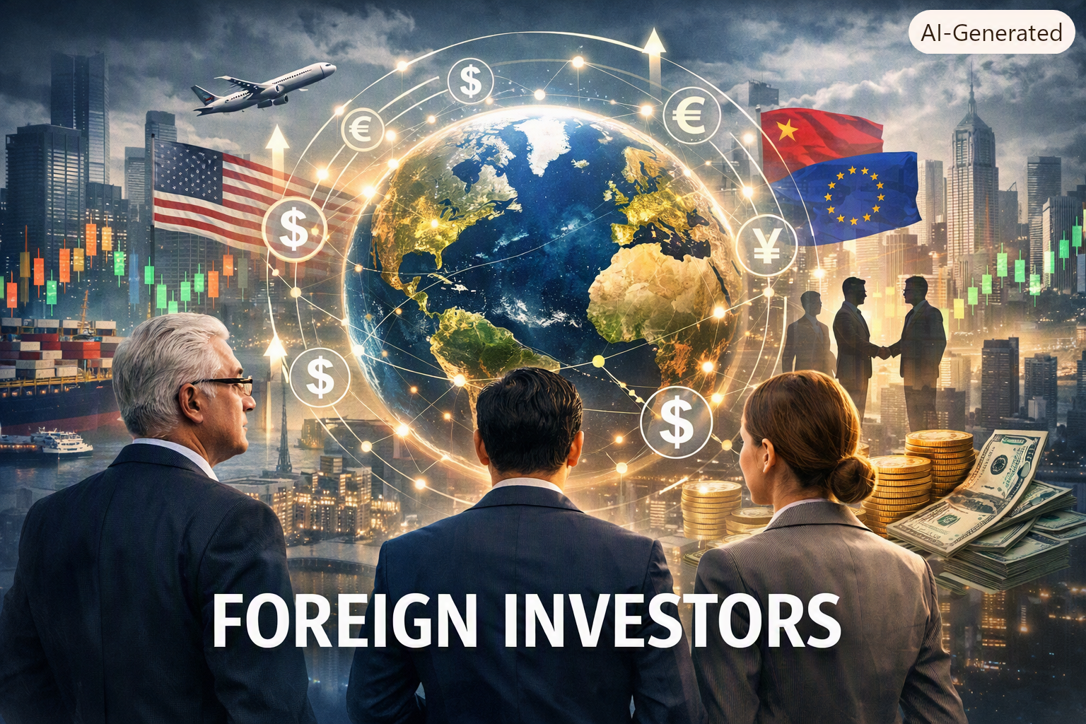 <p>people or companies from other countries that invest money in a business or a country</p><p>E.g. Many foreign investors are interested in Viet Nam's market.</p>