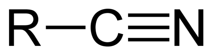<p>Carbon triple bonded to Nitrogen</p>