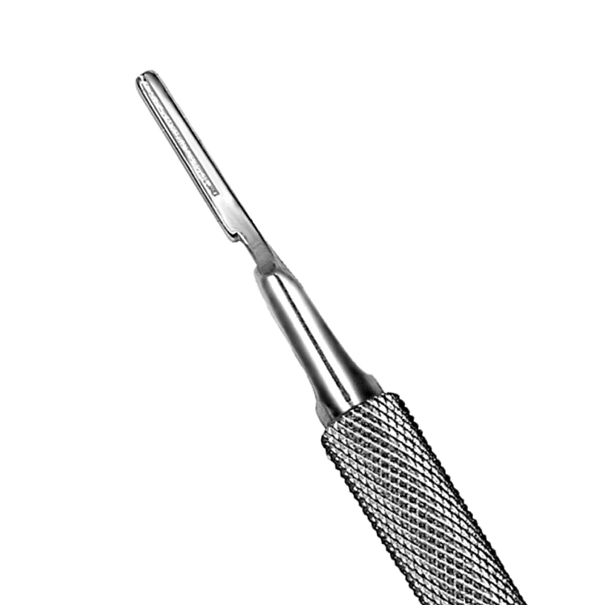 <p>Holding a scalpel blade; used mainly in podiatry procedures</p>