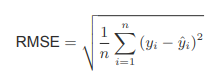 <ul><li><p><strong>RMSE</strong> measures the <strong>average prediction error</strong> of a model</p></li><li><p>It compares the <strong>actual value (y)</strong> with the <strong>predicted value (ŷ)</strong></p></li><li><p>The error is <strong>squared, averaged, and then square-rooted</strong></p></li><li><p>The result is in the <strong>same units as the outcome (y)</strong></p></li></ul><p><strong>Key idea:</strong></p><ul><li><p><strong>Lower RMSE = better predictions</strong></p></li></ul><p></p>