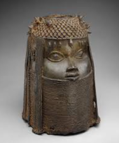 <p>Benin (13th - 18th centuries) Head of an oba, 1700-1897 (late period), brass, erms: oba, ashe (power)</p>