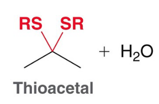 <p>Ketones/aldehydes react with thiols virtually the same way</p><p>they react with alcohols</p>