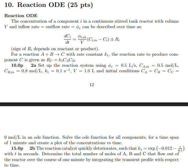 <p>Reaction ODE</p>