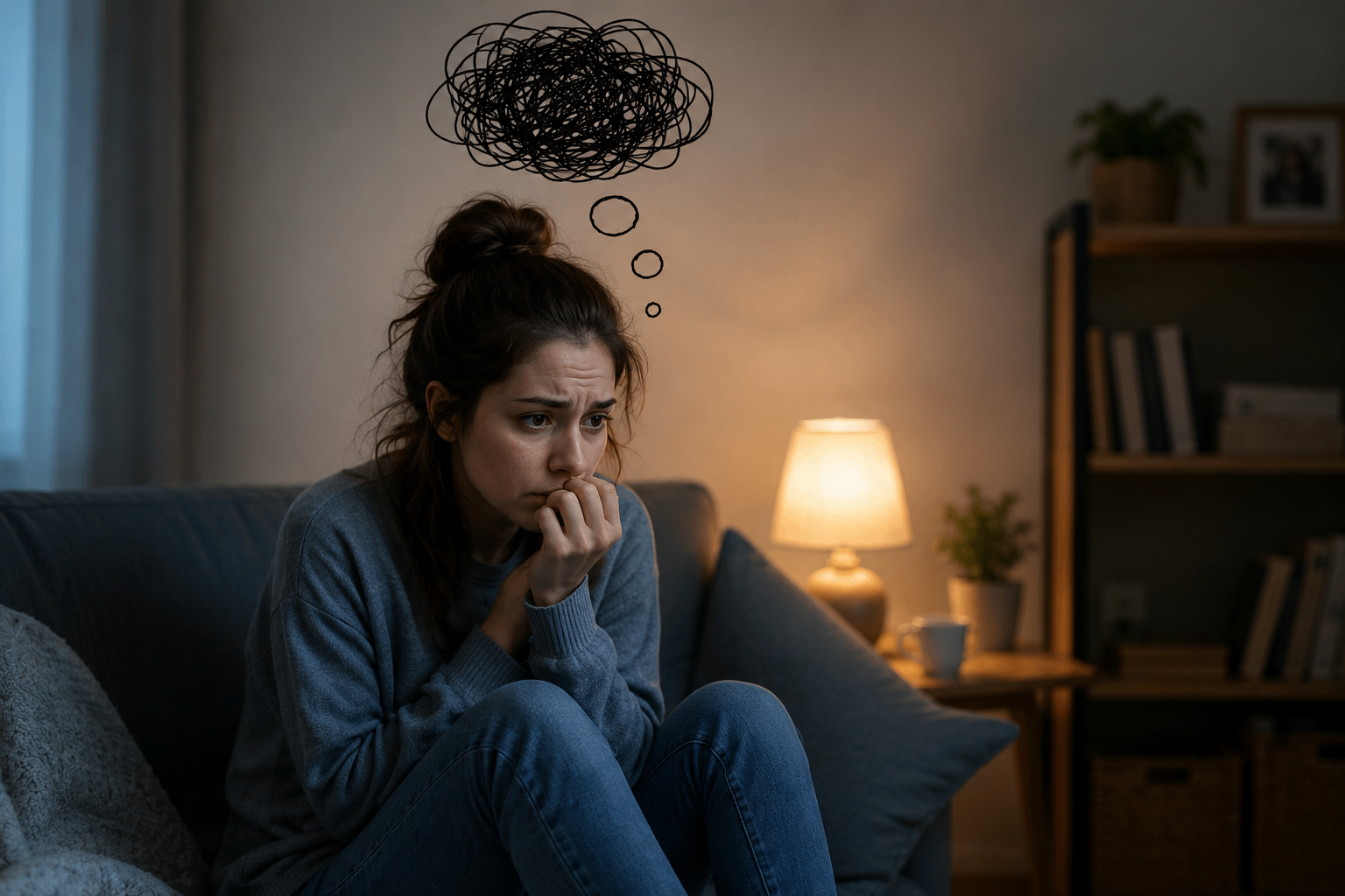 <p>You are experiencing worry or unease about something that may happen, typically accompanied by nervousness or fear.</p>