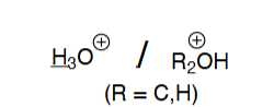 <p>Hydronium ion/protonated alcohol or ether</p>