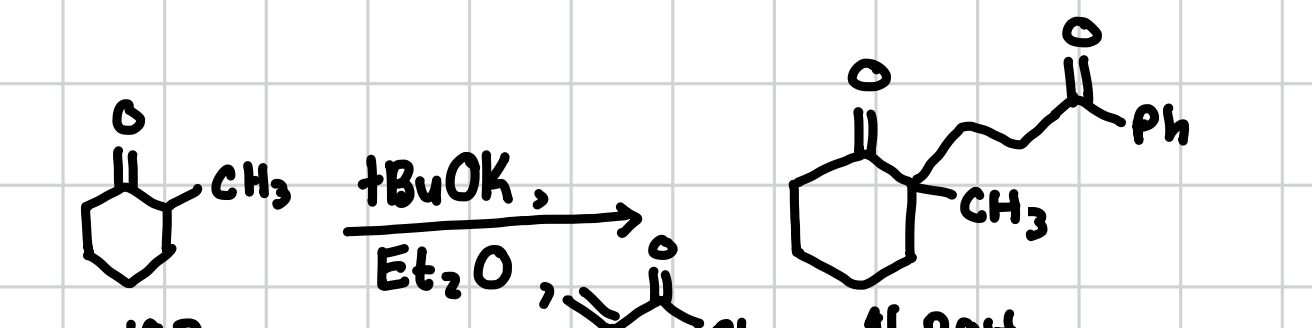 <p>Attaches a primary alkene group by expanding that double bond into an extra single bond, will attach to any carbon attached to ⍺-carbons</p><p>Reagents: tBuOK, Et2O, Group you wish to attach with primary alkene </p>