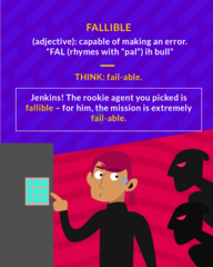 <p>capable of error</p>