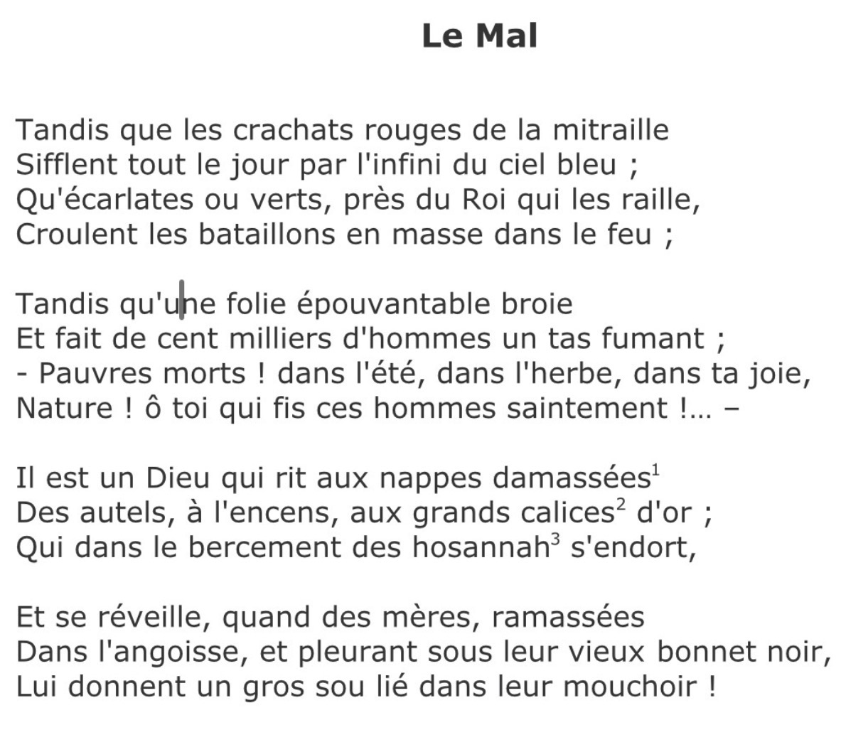 <p>Le Mal - extrait + problématique et mvts</p>