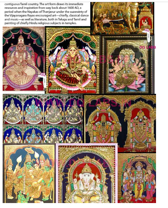 <p>Classical south indian painting style in thanjavur/tanjore and spread across the Tamil country. Draws immediate resources and inrspiration from about 1600AD. </p>