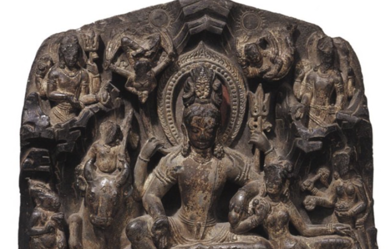 <ul><li><p><span style="background-color: transparent;">Ganga was a celestial river, when there was a severe drought on earth she agreed to descend to earth</span></p></li><li><p><span style="background-color: transparent;">Shiva agrees to help after a devotee worships with tree pose, allows Ganga to come down via a lock of his hair</span></p></li><li><p><span style="background-color: transparent;">Mirrors river coming down through the Himalayan mountains</span></p></li></ul><p></p>