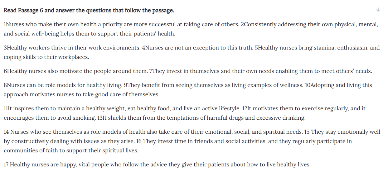 <p>Where is the best place to add this sentence?</p><p>It also gives them more energy to do their jobs.</p><ol><li><p>After Sentence 4</p></li><li><p>Before Sentence 8</p></li><li><p>After Sentence 13</p></li><li><p>Before Sentence 16</p></li></ol><p></p>