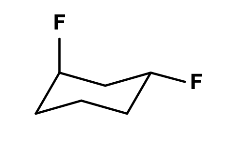 <p>Identify the whether the two fluorine atoms are cis or trans to each other: </p>