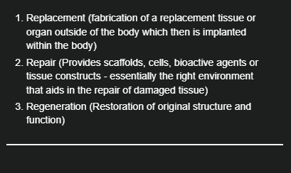 <p>Replacement, repair, regeneration</p>