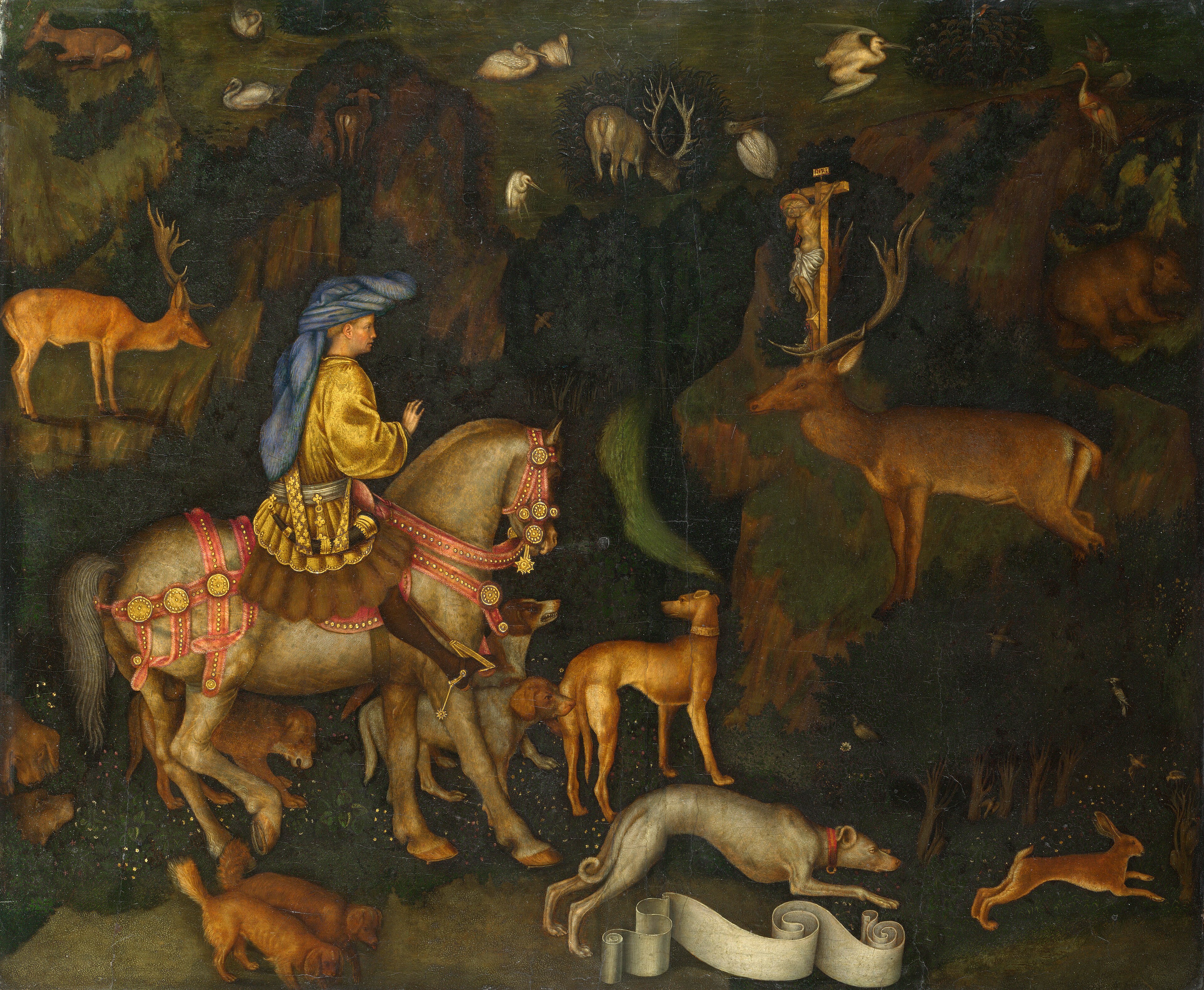 <p>“Visione di Sant’Eustachio” di Pisanello (1436-1438)<span data-name="round_pushpin" data-type="emoji">📍</span>National Gallery, a Londra (DA COMPLETARE)</p>