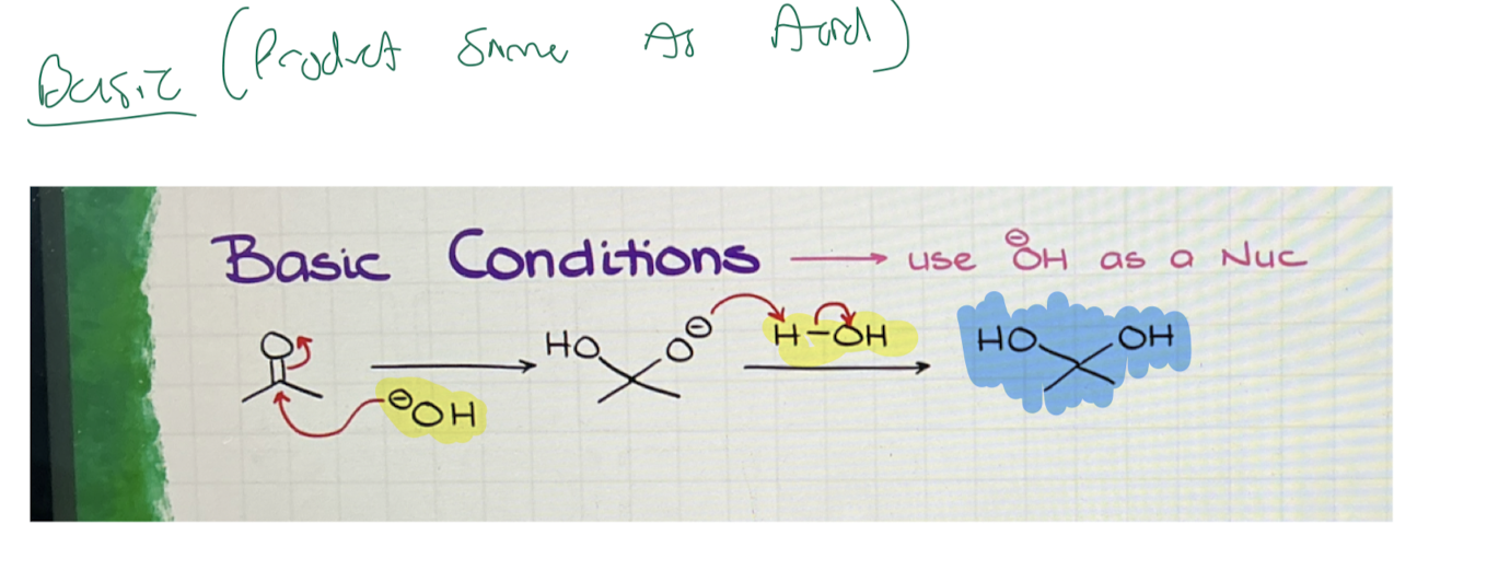 <p><strong>Aldehyde/Ketone → Hydrate: Geminol-Diol</strong></p>