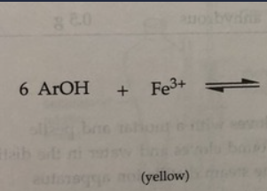<p>rxn: <span>phenols Ar-OH react with Fe 3+ (yellow) in fecl3 to form</span></p>