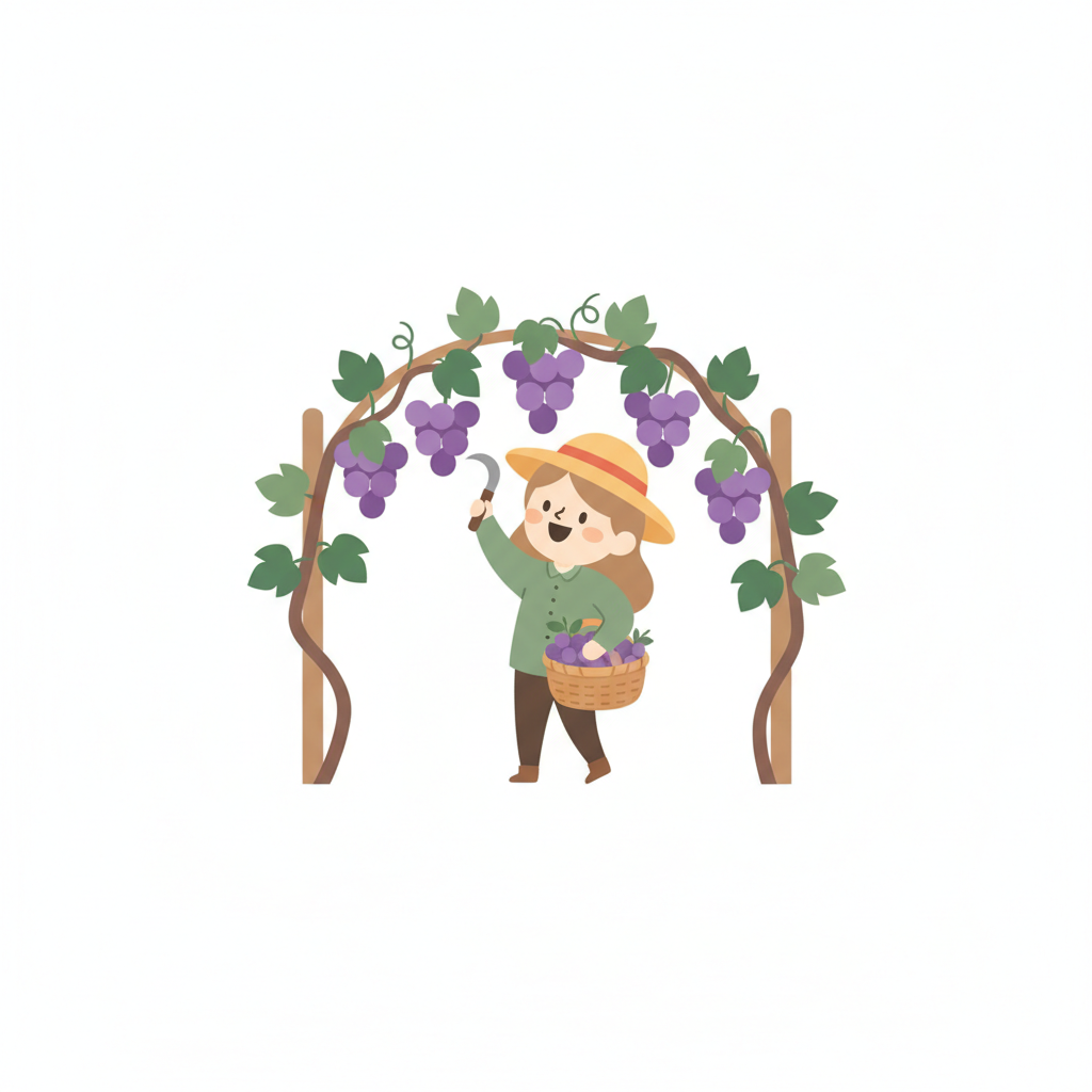<p>hái nho<br><br>ぶどうがりにいきます。</p>
