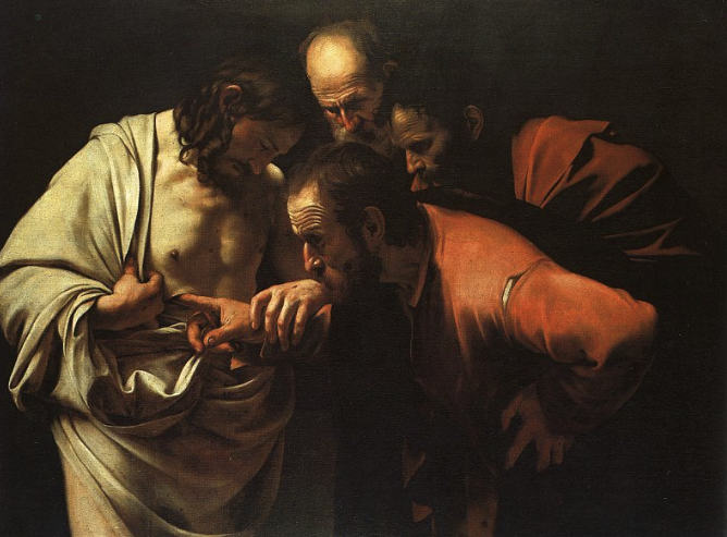 <p><span style="color: green;">The Doubting Thomas - Caravaggio</span></p>