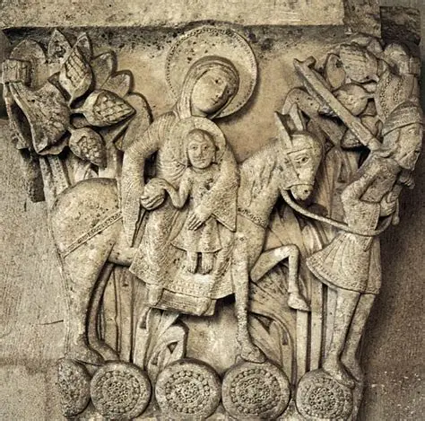 <p>Autun Cathedral: Flight into Egypt capital, c. 1125</p>