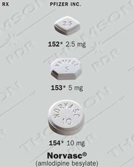 <p>amlodipine</p><p>2.5 - 10mg/day</p>