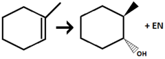 <p>Adds syn. +/-</p><p>OH adds anti-markovnikov.</p><p>Conditions are:</p><p>1. BH3, THF.</p><p>2. H2O2, OH-</p>