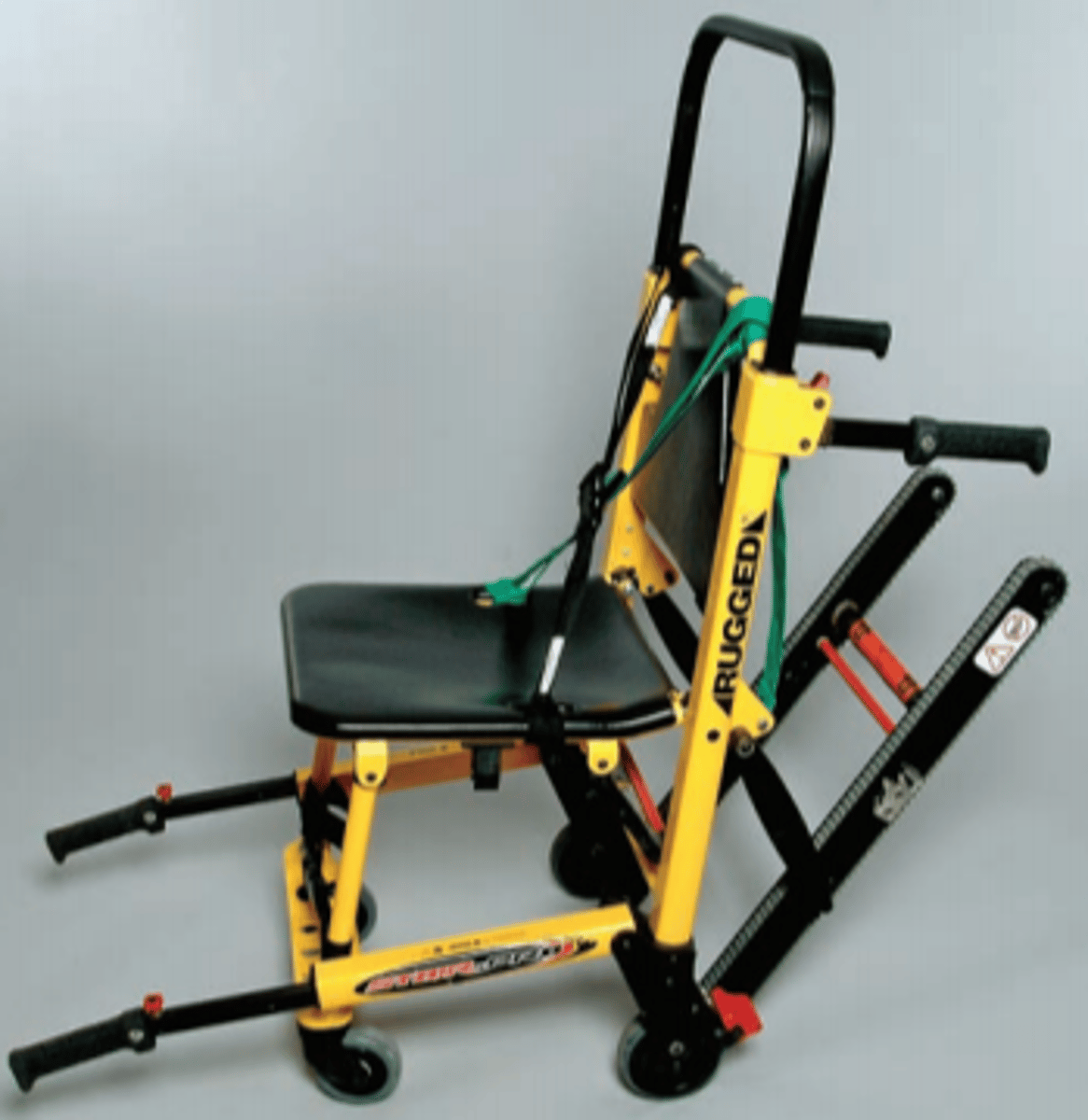 <p>Used when moving patient up and down stairs, or in small areas such as hallways.</p><p>-NOT used on spinal patients.</p>