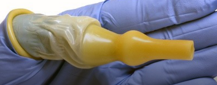 <p>condom cath</p><p>divert urine from entering wounds</p><p>tend to fall off</p>