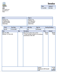 <p>-A document notifying customers of the amount of a sale and where to send payment</p>