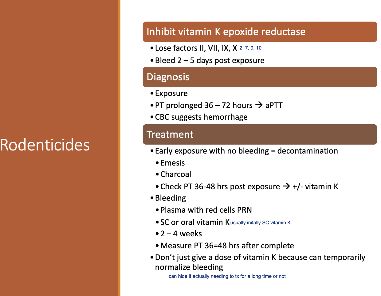 <p>Inhibits Vitamin K epoxide reductase resulting in loss of factor 2, 7, 9, and 10.</p>