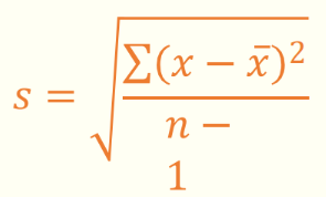 <p>What does standard deviation measure? What does a larger or lower SD mean? What does the symbols in the equation represent?</p>