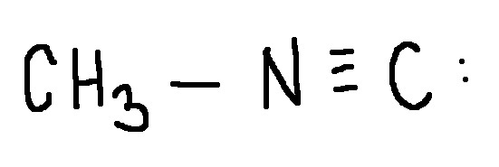 <p>Calculate the formal charge on each second-row atom.</p><p>Write answer in this format:<br><strong>CH3 Carbon: <em>answer</em><br>Terminal C: <em>answer</em><br>N: <em>answer</em></strong></p>
