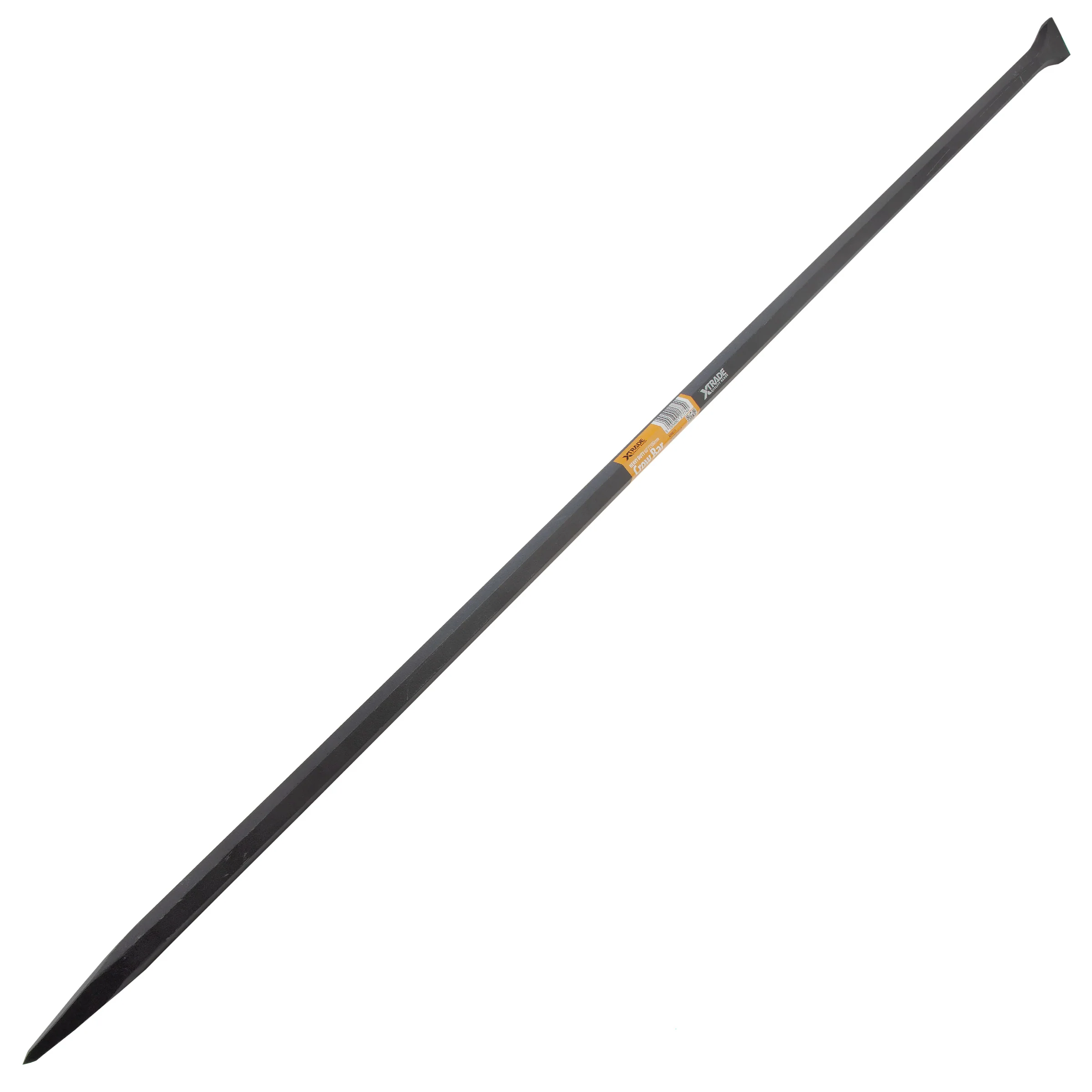 <p>Long prying tool, typically four to five feet, with a tapered round end and a chisel point for leverage tasks.</p>
