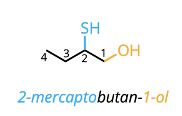 <ul><li><p>highest priority suffix “-thiol”</p></li><li><p>prefix “mercapto-”</p></li><li><p>can be primary, secondary, or tertiary amine</p></li></ul><p></p>