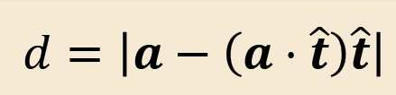 <p>t is unit vector in direction of line, and a is a known point on the line</p>