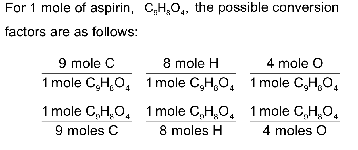 <p>conversion factors </p>