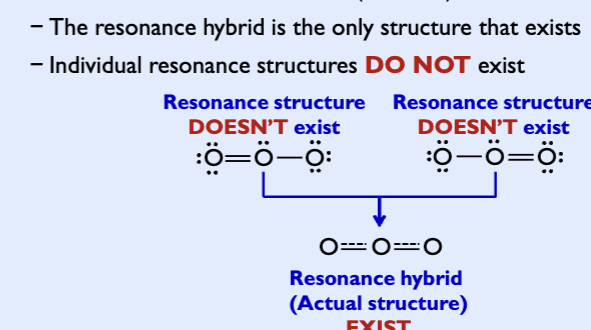 <p>structures where more than one is valid</p><p>Resonance hybrid: actual structure of the molecule is intermediate between the two or more resonance strctures</p><p></p>